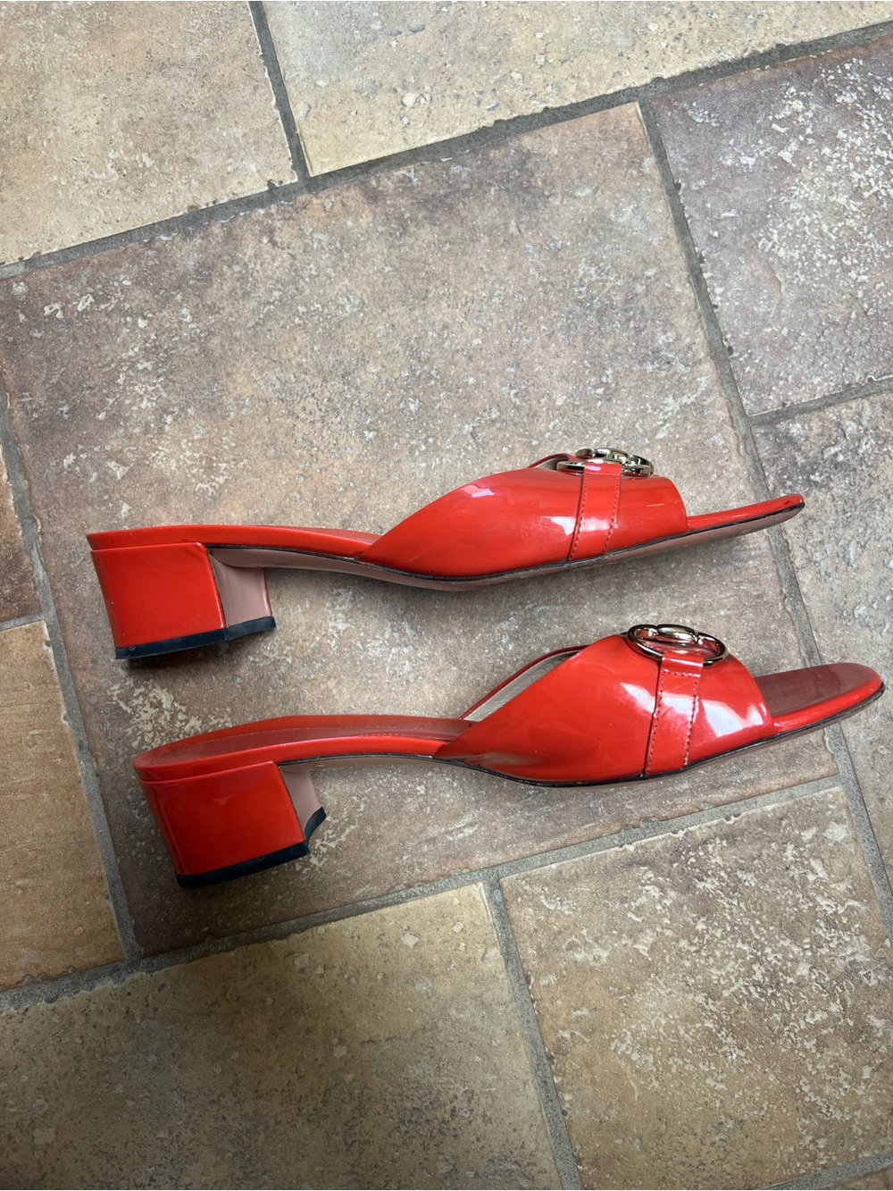 Gucci Red Patent Leather Horsebit Mules - Picture 3 of 11